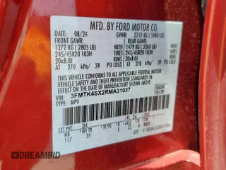 2024 Ford Mustang Mach-E GT с VIN 3FMTK4SX2RMA31037, выставлен на аукционе Copart как лот 56558025 с пробегом 6 833 миль миль и Списание • Salvage title. История ставок и продаж доступна на DreamBid. Изображение 14.