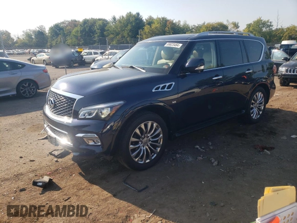 2015 Infiniti QX80 with VIN JN8AZ2NCXF9370986, listed as a Copart auction lot 69823484 with 172,144 mi miles and Salvage Title. Bid and sale history available at carsss.com. Image 1.