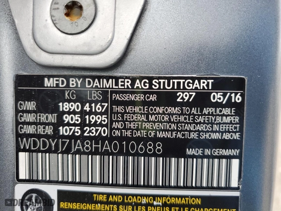2017 Mercedes-Benz AMG GT with VIN WDDYJ7JA8HA010688, listed as a Copart auction lot 87009064 with 45,349 mi miles and Salvage Title. Bid and sale history available at carsss.com. Image 14.