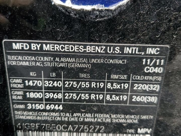 2012 Mercedes-Benz GL-Class GL 450 with VIN 4JGBF7BE0CA775272, listed as a Copart auction lot 71638564 with 287,936 mi miles and Clean Title. Bid and sale history available at carsss.com. Image 13.