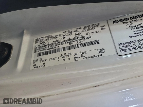 2013 Ford Econoline Cargo Commercial with VIN 1FTNE1EW3DDA61111, listed as a IAAI auction lot 42786321 with 199,373 mi miles and . Bid and sale history available at DreamBid. Image 2.