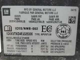 2015 GMC Acadia Denali z VIN 1GKKVTKD4FJ326306, wystawiony jako Copart lot #59263725 z przebiegiem 134 839 mil mil oraz Szkoda całkowita • Salvage title. Historia ofert i sprzedaży dostępna na DreamBid. Obrazek 13.