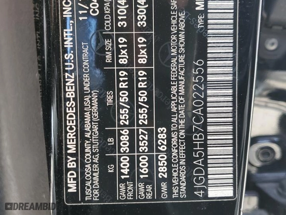 2012 Mercedes-Benz M-Class ML 350 with VIN 4JGDA5HB7CA022556, listed as a Copart auction lot 44596315 with 205,791 mi miles and Salvage Title. Bid and sale history available at carsss.com. Image 13.
