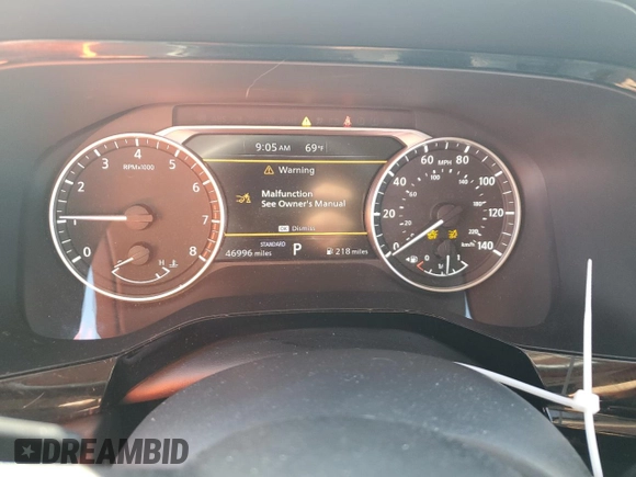 2022 Nissan Pathfinder SV with VIN 5N1DR3BA8NC231583, listed as a Copart auction lot 46873095 with 46,996 mi miles and Salvage title. Bid and sale history available at DreamBid. Image 9.