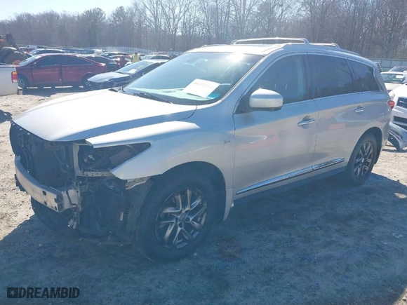 2015 Infiniti QX60 with VIN 5N1AL0MN9FC525210, listed as a IAAI auction lot 41492063 with 158,154 mi miles. Bid and sale history available at carsss.com. Image 2.