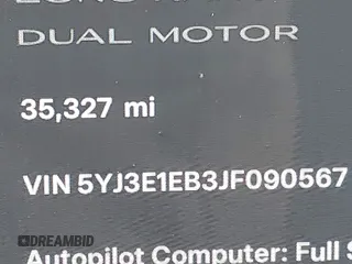 2018 Tesla Model 3 Long Range Battery with VIN 5YJ3E1EB3JF090567, listed as a IAAI auction lot 41568312 with 35,327 mi miles and . Bid and sale history available at DreamBid. Image 16.
