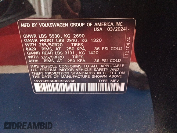2024 Volkswagen Atlas SE с VIN 1V2HR2CA0RC565268, выставлен на аукционе IAAI как лот 42796122 с пробегом 25 132 миль миль и . История ставок и продаж доступна на DreamBid. Изображение 22.