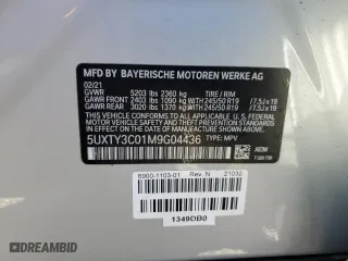 2021 BMW X3 sDrive30i with VIN 5UXTY3C01M9G04436, listed as a Copart auction lot 49241465 with 41,941 mi miles and Salvage Title. Bid and sale history available at carsss.com. Image 12.
