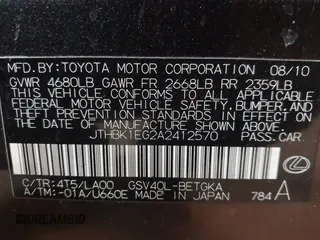 2010 Lexus ES 330 with VIN JTHBK1EG2A2412570, listed as a IAAI auction lot 41433767 with 116,094 mi miles and . Bid and sale history available at DreamBid. Image 9.