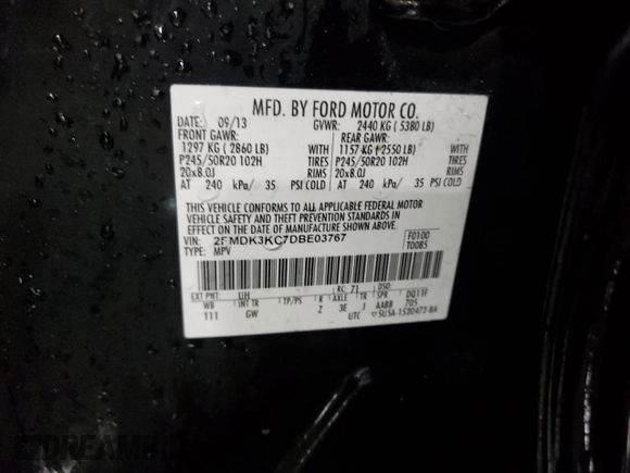 2013 Ford Edge Limited with VIN 2FMDK3KC7DBE03767, listed as a Copart auction lot 49704035 with 188,298 mi miles and Salvage Title. Bid and sale history available at carsss.com. Image 14.
