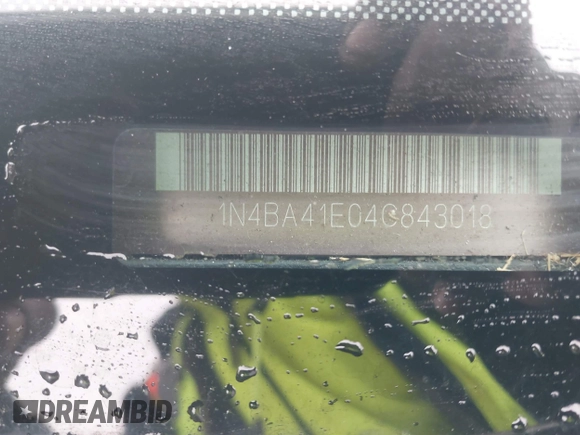 2004 Nissan Maxima SE with VIN 1N4BA41E04C843018, listed as a IAAI auction lot 41781652 with Not provided miles and . Bid and sale history available at DreamBid. Image 9.