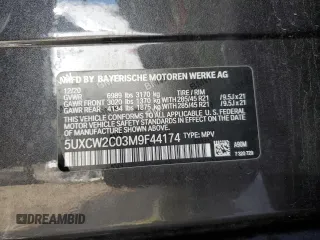 2021 BMW X7 xDrive40i with VIN 5UXCW2C03M9F44174, listed as a Copart auction lot 49767905 with 0 mi miles and Salvage Title. Bid and sale history available at carsss.com. Image 13.