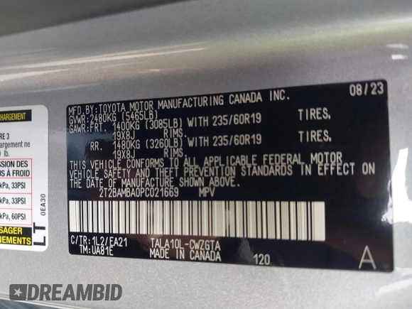 2023 Lexus RX with VIN 2T2BAMBA0PC021669, listed as a IAAI auction lot 41738114 with 14,575 mi miles. Bid and sale history available at carsss.com. Image 9.