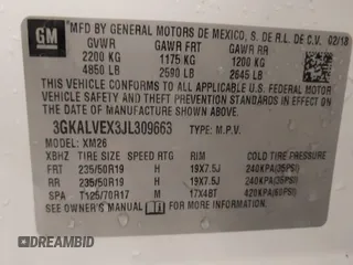 2018 GMC Terrain SLT with VIN 3GKALVEX3JL309663, listed as a IAAI auction lot 41140533 with 126,896 mi miles. Bid and sale history available at carsss.com. Image 9.
