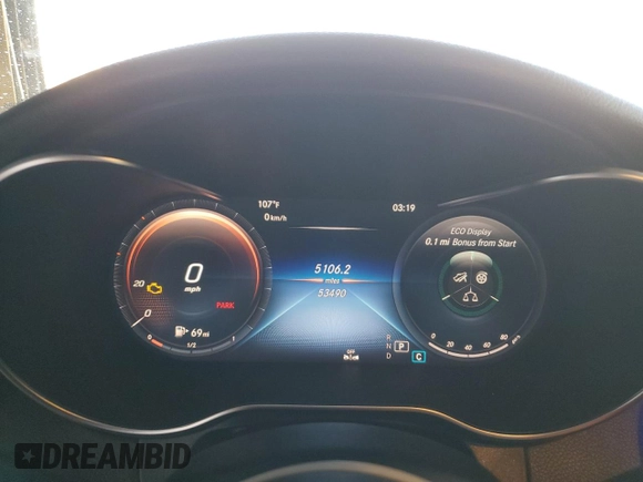 2020 Mercedes-Benz C 300 with VIN W1KWF8DB9LR589736, listed as a Copart auction lot 61863365 with 53,490 mi miles and Salvage title. Bid and sale history available at DreamBid. Image 9.