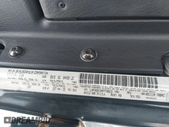 2004 Jeep Wrangler SE with VIN 1J4FA29154P778915, listed as a IAAI auction lot 41245325 with 205,852 mi miles and . Bid and sale history available at DreamBid. Image 9.