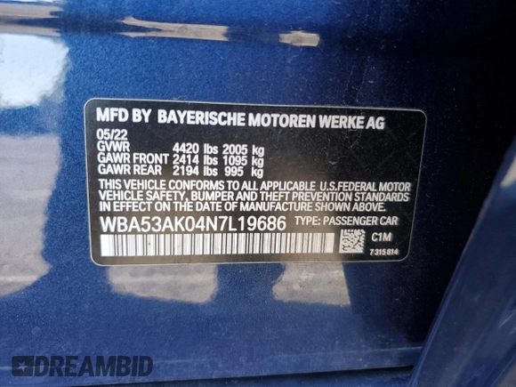 2022 BMW 2 Series 228i with VIN WBA53AK04N7L19686, listed as a Copart auction lot 73060704 with 21,303 mi miles and Salvage Title. Bid and sale history available at carsss.com. Image 15.