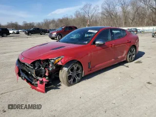 2020 Kia Stinger GT-Line with VIN KNAE15LA1L6075566, listed as a Copart auction lot 45475985 with 46,922 mi miles and Salvage Title. Bid and sale history available at carsss.com. Image 1.