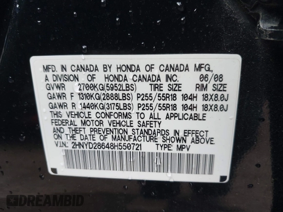 2008 Acura MDX Tech/Pwr Tail Gate with VIN 2HNYD28648H550721, listed as a IAAI auction lot 42071252 with 101,814 mi miles. Bid and sale history available at carsss.com. Image 9.