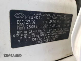 2003 Hyundai XG with VIN KMHFU45EX3A256912, listed as a Copart auction lot 80879044 with 152,669 mi miles and Salvage Title. Bid and sale history available at carsss.com. Image 12.