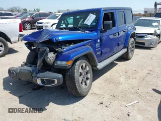 2018 Jeep Wrangler Unlimited Sahara z VIN 1C4HJXEN4JW321227, wystawiony jako IAAI lot #42002735 z przebiegiem 114 293 mil mil oraz . Historia ofert i sprzedaży dostępna na DreamBid. Obrazek 2.