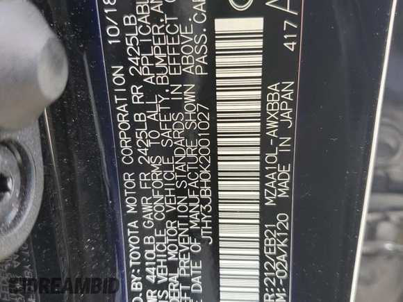 2019 Lexus UX 200 z VIN JTHY3JBH0K2001027, wystawiony jako Copart lot #56859105 z przebiegiem 81 726 mil mil oraz Szkoda całkowita • Salvage title. Historia ofert i sprzedaży dostępna na DreamBid. Obrazek 13.
