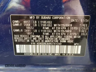 2024 Subaru Crosstrek Limited с VIN 4S4GUHL68R3761349, выставлен на аукционе Copart как лот 58332875 с пробегом 25 721 миль миль и Списание • Salvage title. История ставок и продаж доступна на DreamBid. Изображение 14.