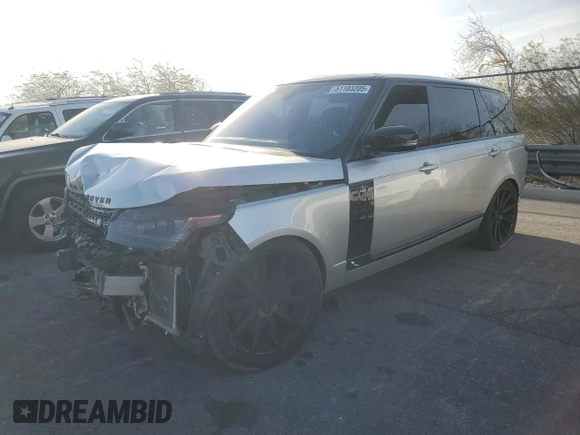 2017 Land Rover Range Rover with VIN SALGS5FEXHA345897, listed as a Copart auction lot 51103205 with 74,520 mi miles and Salvage title. Bid and sale history available at DreamBid. Image 1.