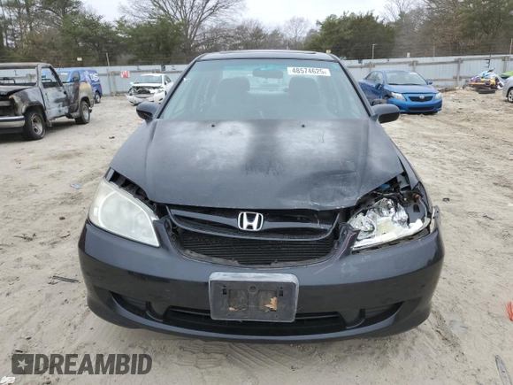 2004 Honda Civic EX with VIN 2HGES26704H507483, listed as a Copart auction lot 48574625 with 181,619 mi miles and Salvage Title. Bid and sale history available at DreamBid. Image 5.