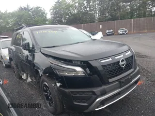 2024 Nissan Pathfinder Rock Creek with VIN 5N1DR3BD3RC298592, listed as a IAAI auction lot 42122869 with 27,019 mi miles and . Bid and sale history available at DreamBid. Image 1.