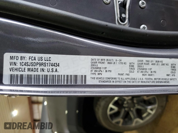 2024 Jeep Wagoneer Series III with VIN 1C4SJSDP9RS174434, listed as a Copart auction lot 62496425 with 39,992 mi miles and Clean title. Bid and sale history available at DreamBid. Image 14.