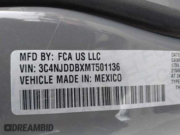 2021 Jeep Compass Trailhawk с VIN 3C4NJDDBXMT501136, выставлен на аукционе IAAI как лот 41689054 с пробегом 65 663 миль миль и . История ставок и продаж доступна на DreamBid. Изображение 9.