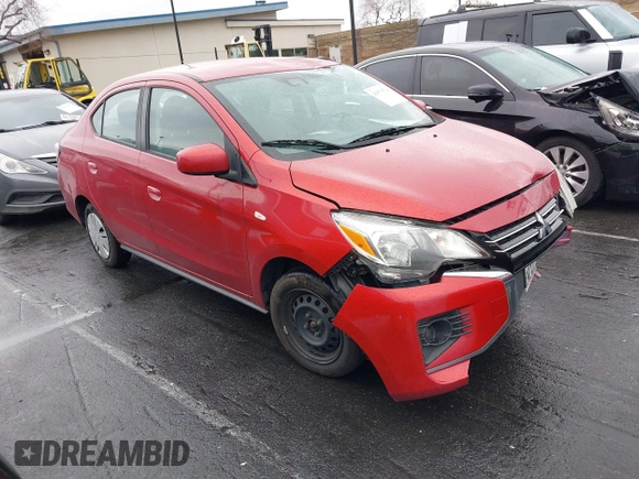 2021 Mitsubishi Mirage G4 ES with VIN ML32FUFJ9MHF01240, listed as a IAAI auction lot 41579718 with 86,616 mi miles. Bid and sale history available at carsss.com. Image 1.