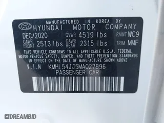 2021 Hyundai Sonata Hybrid Limited with VIN KMHL54JJ5MA027896, listed as a IAAI auction lot 41830948 with 29,064 mi miles. Bid and sale history available at carsss.com. Image 9.