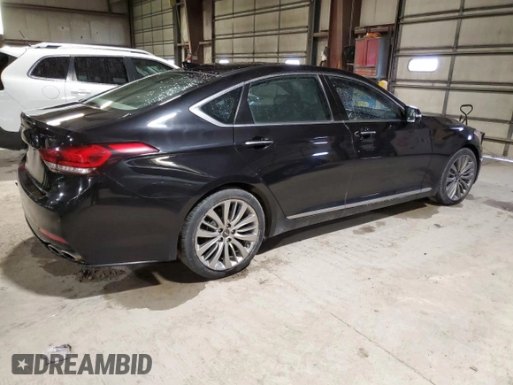 2018 Genesis G80 Ultimate with VIN KMHGN4JF5JU242136, listed as a Copart auction lot 47272645 with 166,868 mi miles and Salvage Title. Bid and sale history available at DreamBid. Image 3.