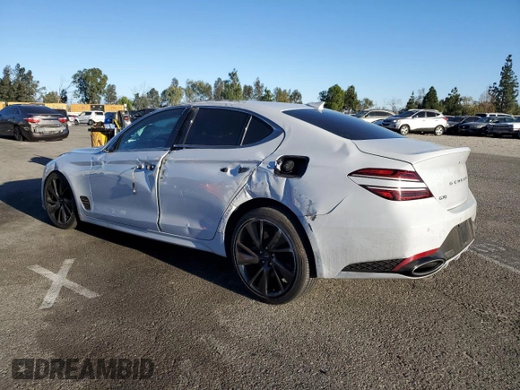 2022 Genesis G70 3.3T with VIN KMTG54TE9NU081984, listed as a Copart auction lot 79634704 with 63,169 mi miles and Salvage Title. Bid and sale history available at DreamBid. Image 2.