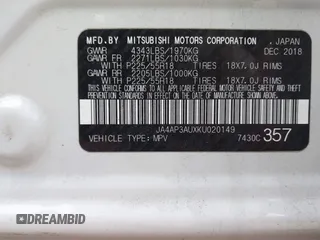 2019 Mitsubishi Outlander ES z VIN JA4AP3AUXKU020149, wystawiony jako IAAI lot #41126065 z przebiegiem 96 273 mil mil oraz . Historia ofert i sprzedaży dostępna na DreamBid. Obrazek 9.