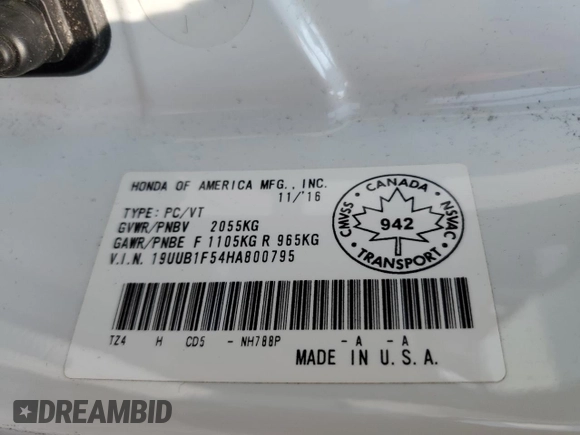 2017 Acura TLX w/Technology Pkg with VIN 19UUB1F54HA800795, listed as a Copart auction lot 67415404 with 119,253 mi miles and Salvage Title. Bid and sale history available at carsss.com. Image 12.