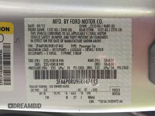 2014 Ford Fusion Titanium Hybrid with VIN 3FA6P0RU9ER147443, listed as a IAAI auction lot 41739540 with 146,359 mi miles. Bid and sale history available at carsss.com. Image 9.