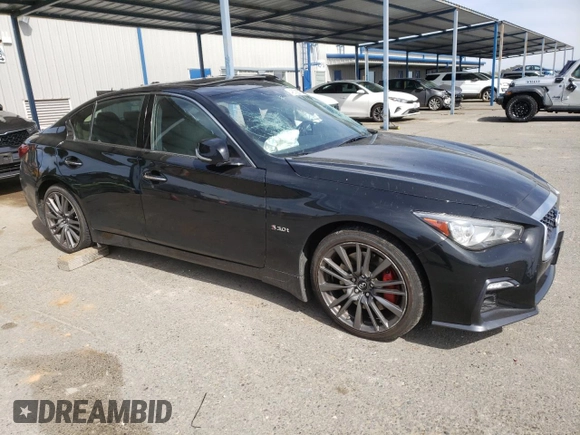 2019 Infiniti Q50 RED SPORT 400 with VIN JN1FV7AP1KM760890, listed as a Copart auction lot 48599375 with 78,196 mi miles and Salvage Title. Bid and sale history available at carsss.com. Image 4.