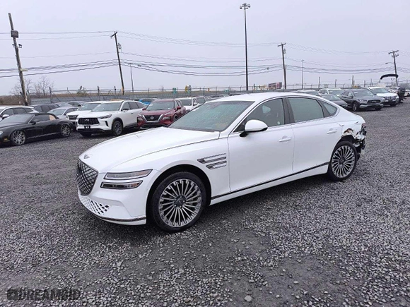 2023 Genesis Electrified G80 with VIN KMTGE4S11PU007105, listed as a Copart auction lot 49897265 with 5,283 mi miles and Clean Title. Bid and sale history available at carsss.com. Image 1.