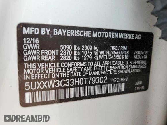 2017 BMW X4 xDrive28i with VIN 5UXXW3C33H0T79302, listed as a Copart auction lot 54835373 with 73,615 mi miles. Bid and sale history available at carsss.com. Image 14.