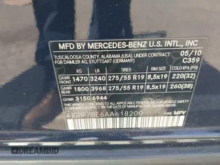 2010 Mercedes-Benz GL 450 with VIN 4JGBF7BE6AA618200, listed as a IAAI auction lot 42103939 with 122,175 mi miles and . Bid and sale history available at DreamBid. Image 9.