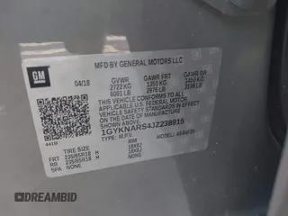 2018 Cadillac XT5 FWD with VIN 1GYKNARS4JZ238915, listed as a IAAI auction lot 42231005 with Not provided miles and . Bid and sale history available at DreamBid. Image 9.