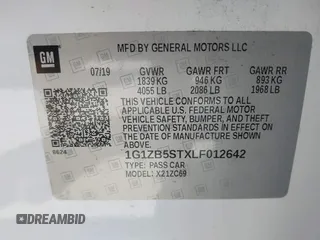 2020 Chevrolet Malibu LS with VIN 1G1ZB5STXLF012642, listed as a IAAI auction lot 41777011 with 69,100 mi miles and . Bid and sale history available at DreamBid. Image 9.