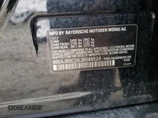 2018 BMW 5 Series M550i xDrive with VIN WBAJB9C56JB049524, listed as a Copart auction lot 43511805 with 55,759 mi miles and Salvage title. Bid and sale history available at DreamBid. Image 12.