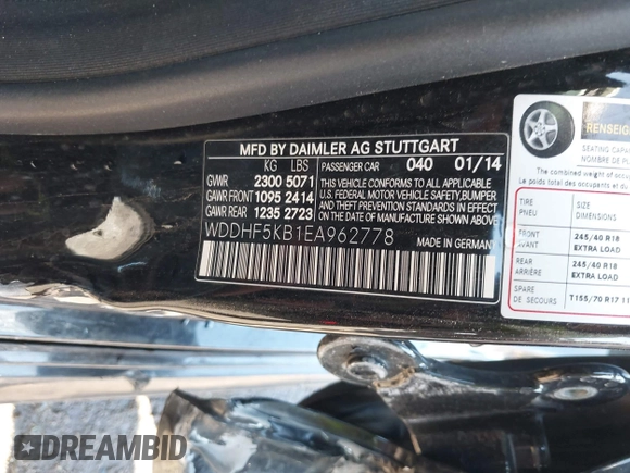 2014 Mercedes-Benz E-Class E 350 Sport with VIN WDDHF5KB1EA962778, listed as a IAAI auction lot 41972816 with 89,261 mi miles. Bid and sale history available at carsss.com. Image 9.