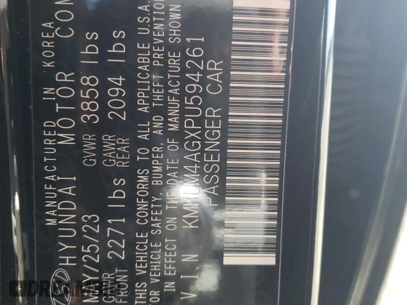 2023 Hyundai Elantra SEL with VIN KMHLM4AGXPU594261, listed as a Copart auction lot 46536065 with 30,633 mi miles and Salvage Title. Bid and sale history available at DreamBid. Image 14.