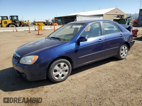 2006 Kia Spectra EX with VIN KNAFE121965253446, listed as a Copart auction lot 53084675 with 195,488 mi miles and Salvage Title. Bid and sale history available at DreamBid. Image 1.
