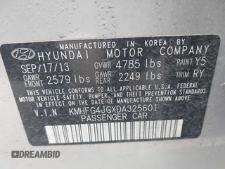 2013 Hyundai Azera с VIN KMHFG4JGXDA325601, выставлен на аукционе IAAI как лот 42459533 с пробегом 85 034 миль миль и . История ставок и продаж доступна на DreamBid. Изображение 9.